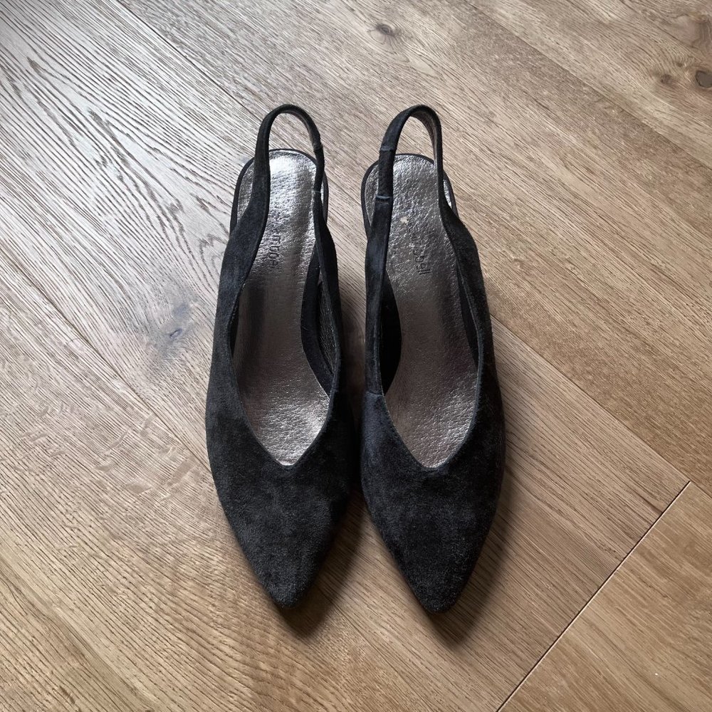 Jeffrey Campbell Slingback Kitten Heels - Dark Grey Suede Size 7.5 - Picture 5 of 5